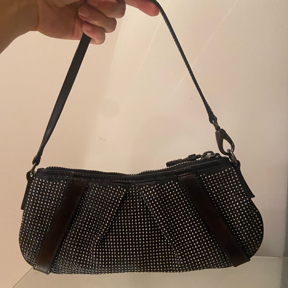 Burberry leather studded black shoulder bag wristlet
